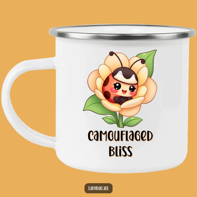 Funny Giggling Ladybug Camping Mug - Flower Spot, Outdoor Fun