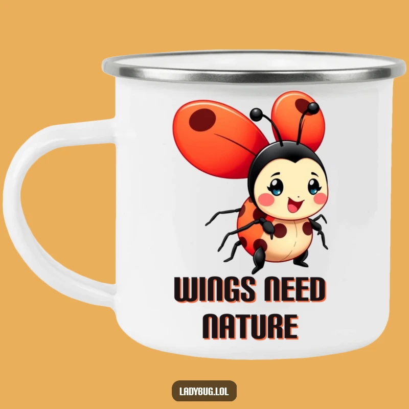Funny Ladybug Camping Mug: Cheerful Wings, Adventure Ready, Perfect Gift
