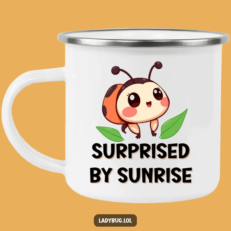 Funny Ladybug Camping Mug: Surprised Spotty Drinkware, Adorable Outdoor Gift
