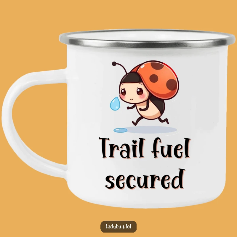 Funny Busy Ladybug Camping Mug - Dewdrop Carrier, Outdoor Fun