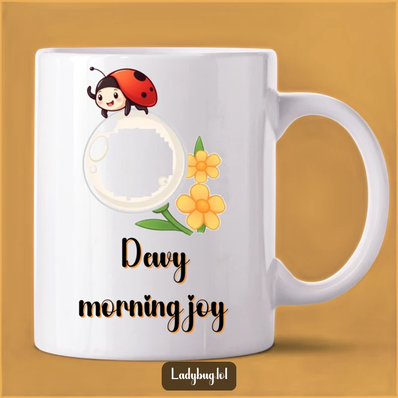 Funny Ladybug Dewdrop Mug - Cheerful Gift for Bug Lovers