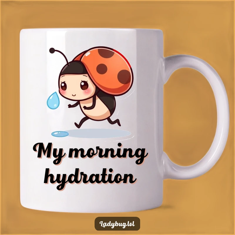 Funny Busy Ladybug Mug - Dewdrop Carrier, Humorous Insect Gift