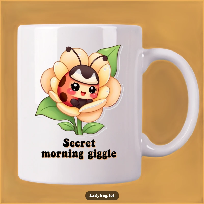 Funny Giggling Ladybug Mug - Flower Hideout, Playful Insect Gift