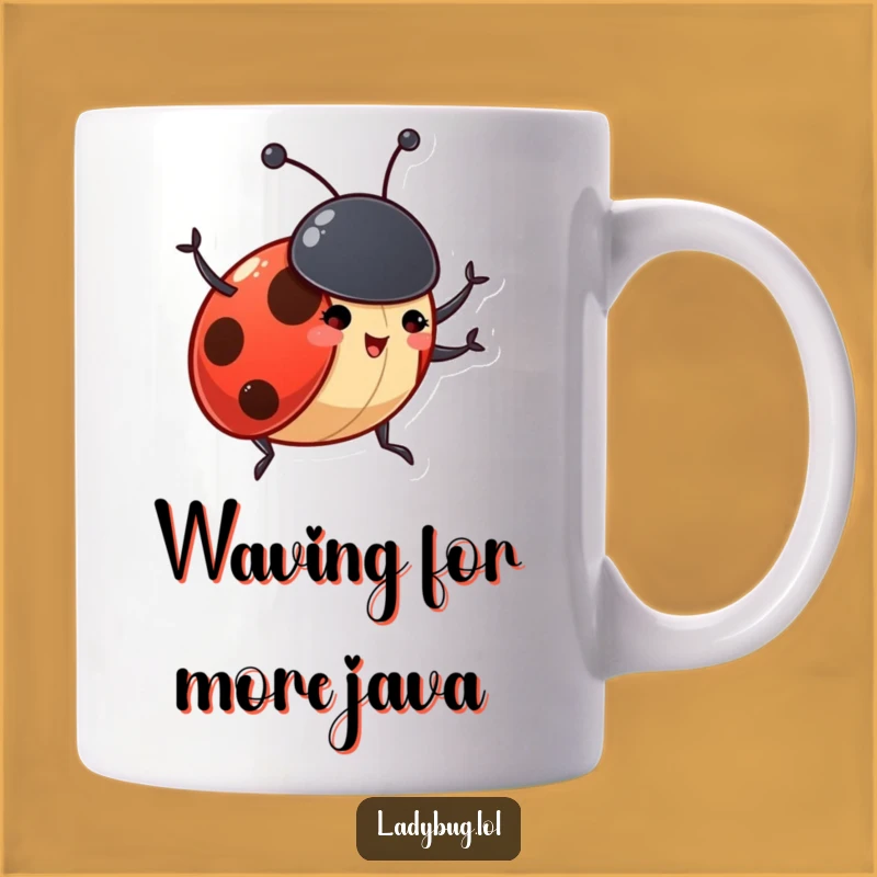 Funny Ladybug Antennae Mug - Excited Bug Art, Perfect Funny Gift for Greetings