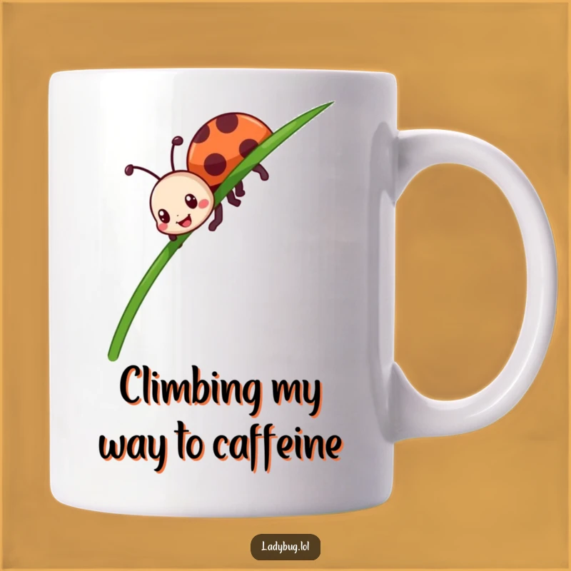 Funny Ladybug Crawling Mug - Enthusiastic Insect Art, Perfect Funny Gift for Bug Lovers