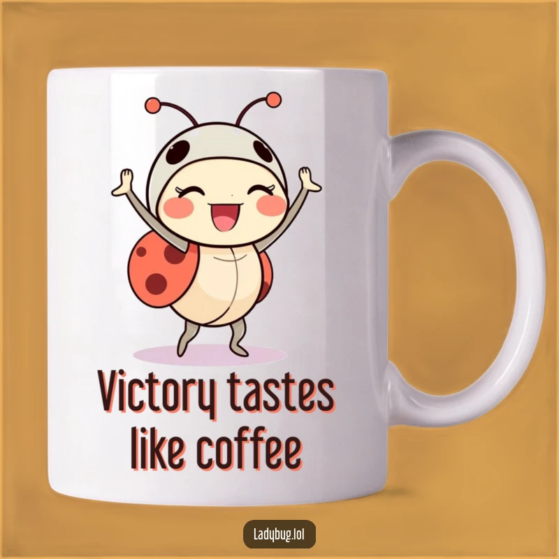 Funny Ladybug Dance Mug - Triumphant Bug Art, Perfect Funny Gift for Celebration