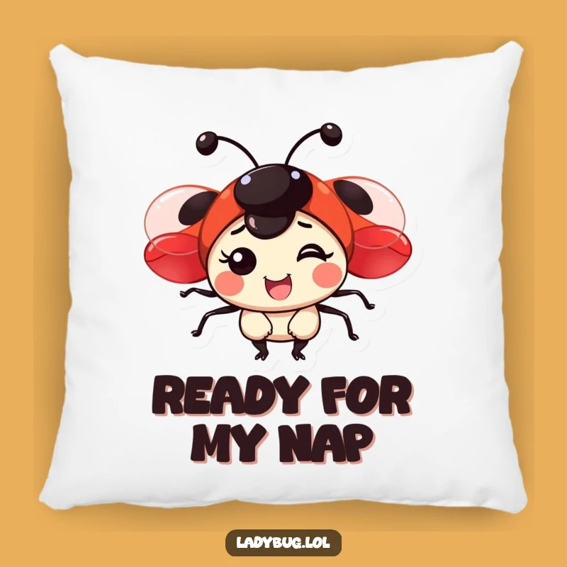 Funny Joyful Ladybug Pillow - Soft Red Winged Insect Accent