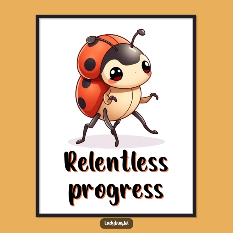 Funny Ladybug Digital Art: Determined March Artwork for Walls, Unique Gift