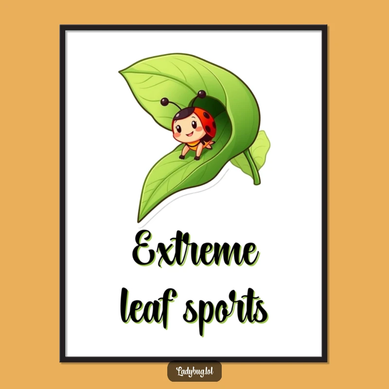 Funny Ladybug Slide Digital Art - Zippy Bug Print, Vibrant Funny Gift for Walls