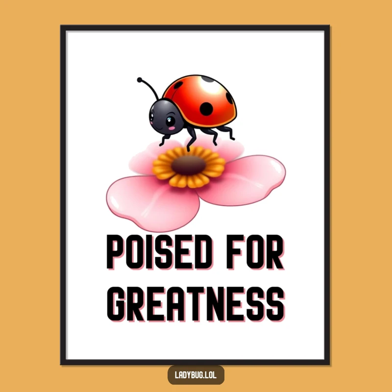 Funny Tiny Ladybug Digital Art - Delicate Balance, Instant Charm