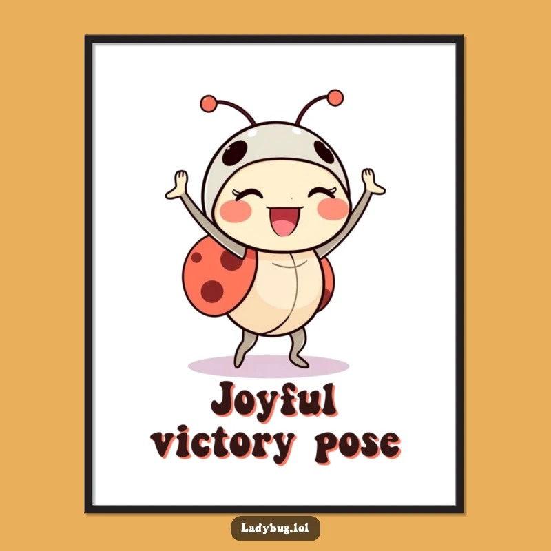 Funny Ladybug Dance Digital Art - Joyful Bug Print, Vibrant Funny Gift for Decor