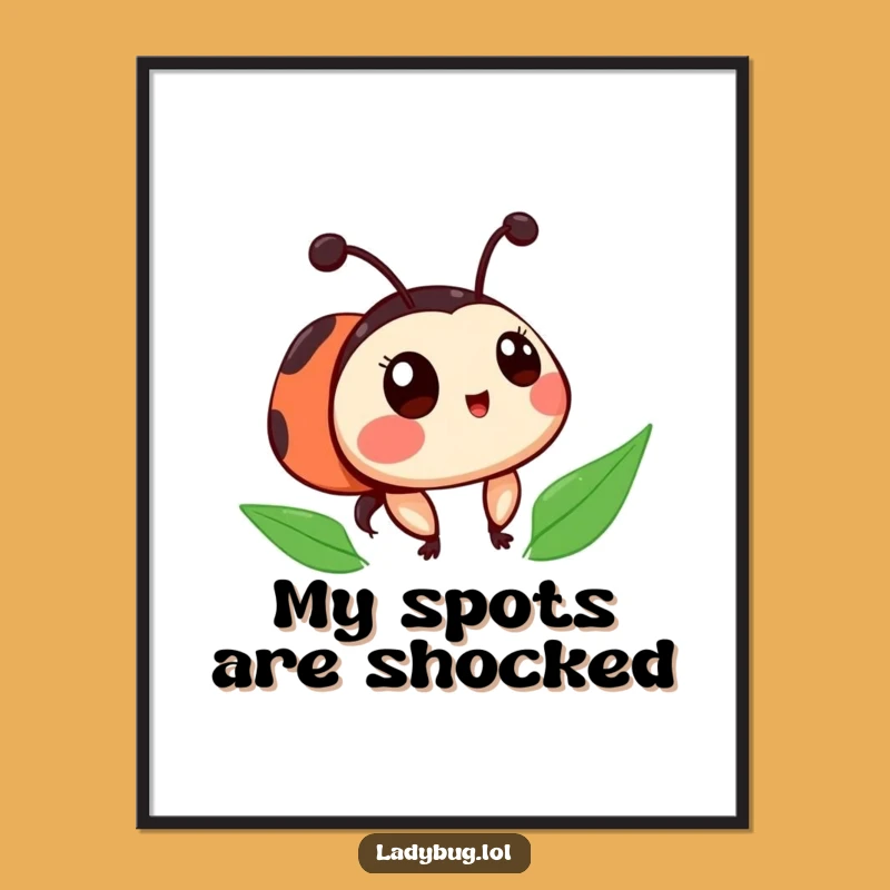 Funny Ladybug Digital Art: Surprised Spotty Artwork for Walls, Unique Gift