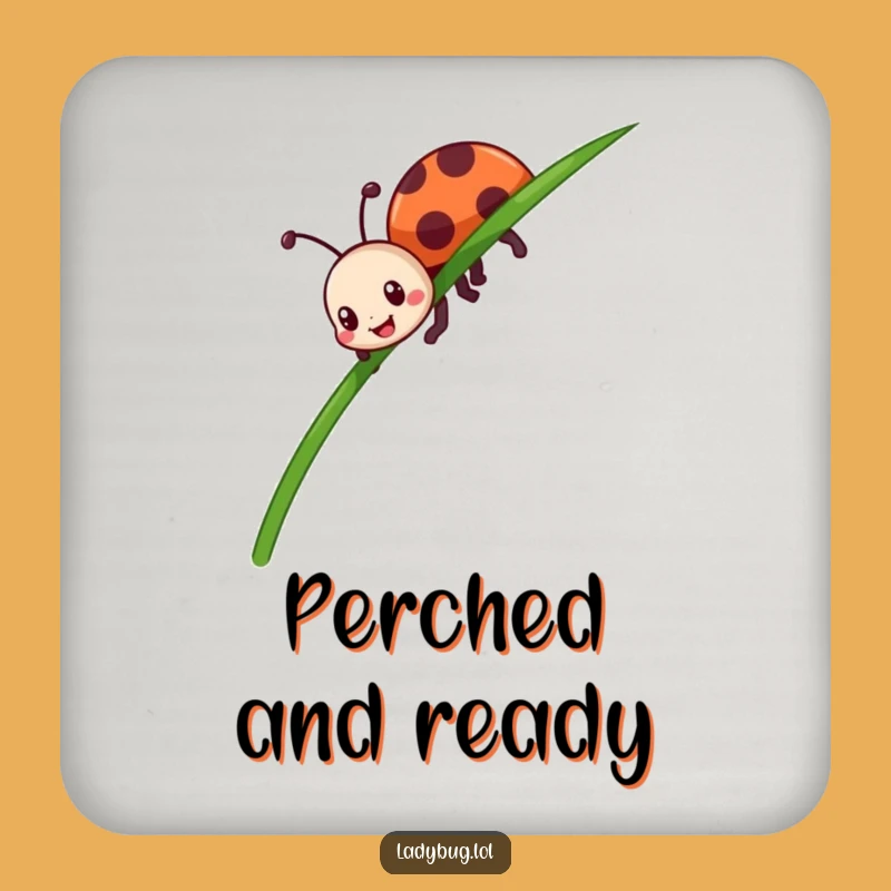 Funny Ladybug Coaster Set - Grass Crawl Design, Protective Funny Gift for Tables