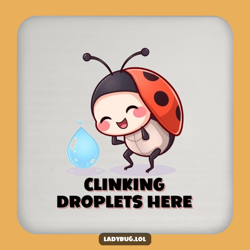 Funny Ladybug Dewdrop Coaster Set - Playful Bug Design, Protective Funny Gift