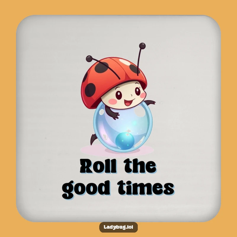 Funny Ladybug Coaster: Rolling Marble Fun, Table Protection, Humorous Gift