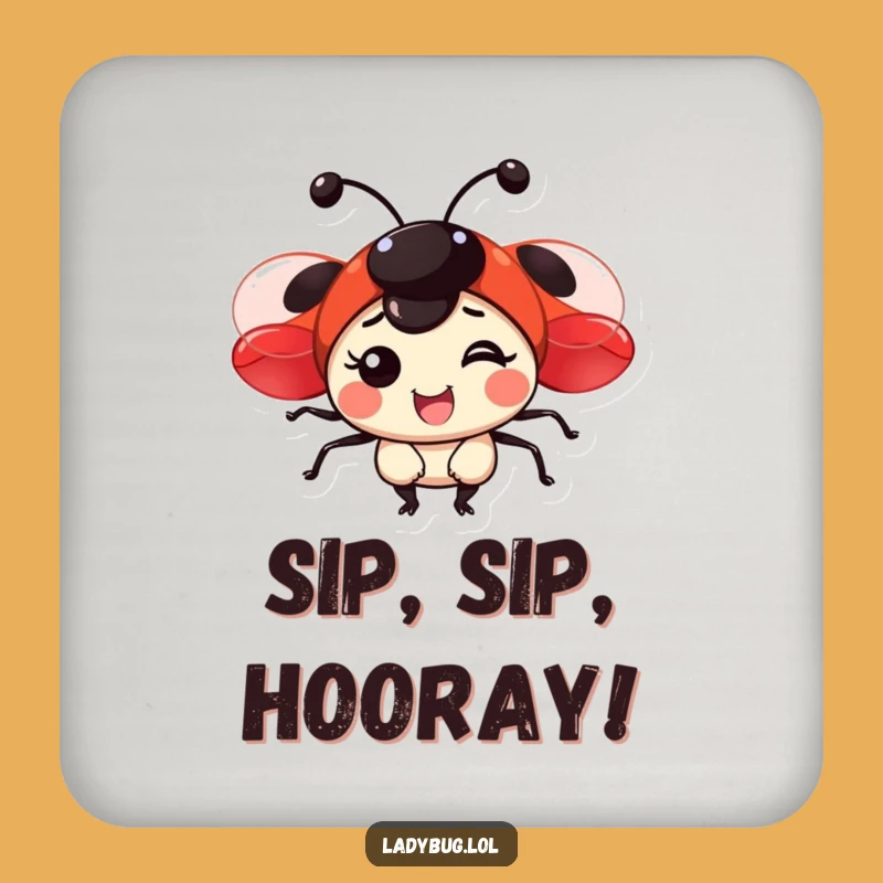 Funny Joyful Ladybug Coaster - Protect Surfaces with Red Wings