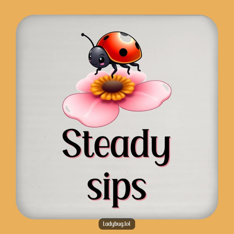 Funny Tiny Ladybug Coaster - Petal Perch, Delicate Protection