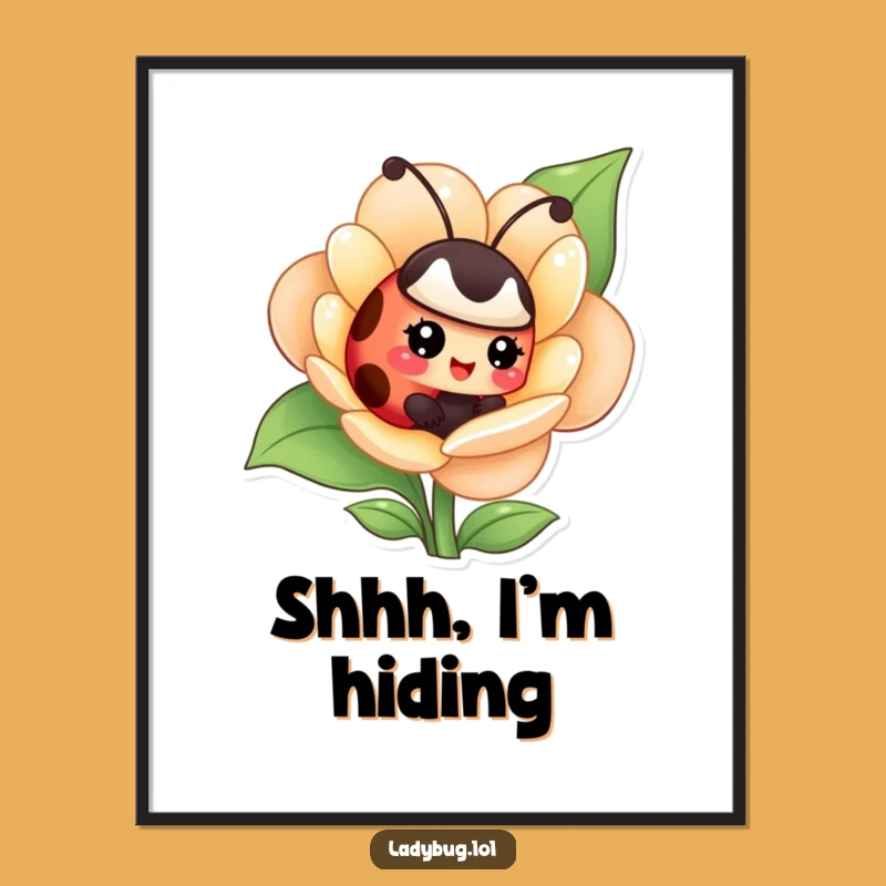 Funny Giggling Ladybug Poster - Floral Hideaway, Whimsical Art