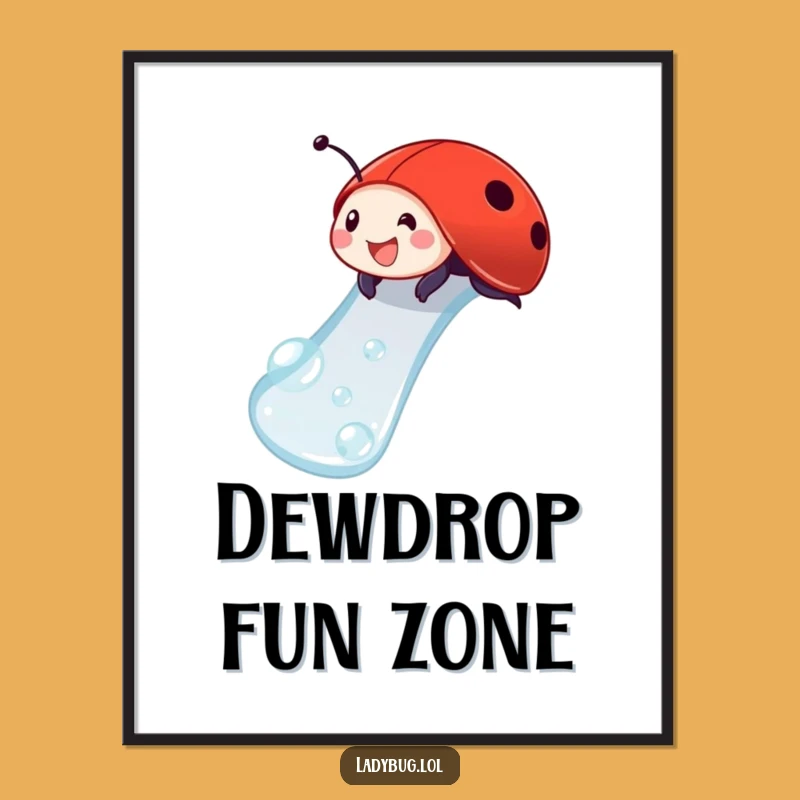 Funny Ladybug Dewdrop Slide Poster: Adorn Walls With This Playful Art