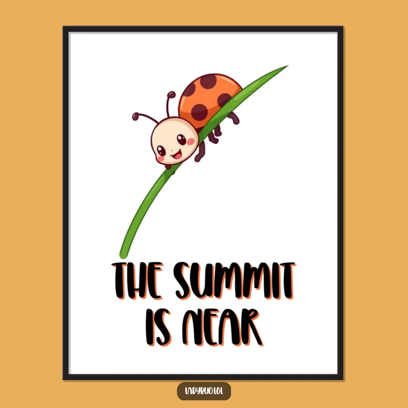 Funny Ladybug Poster - Inspiring Crawl Art, Motivational Funny Gift for Walls