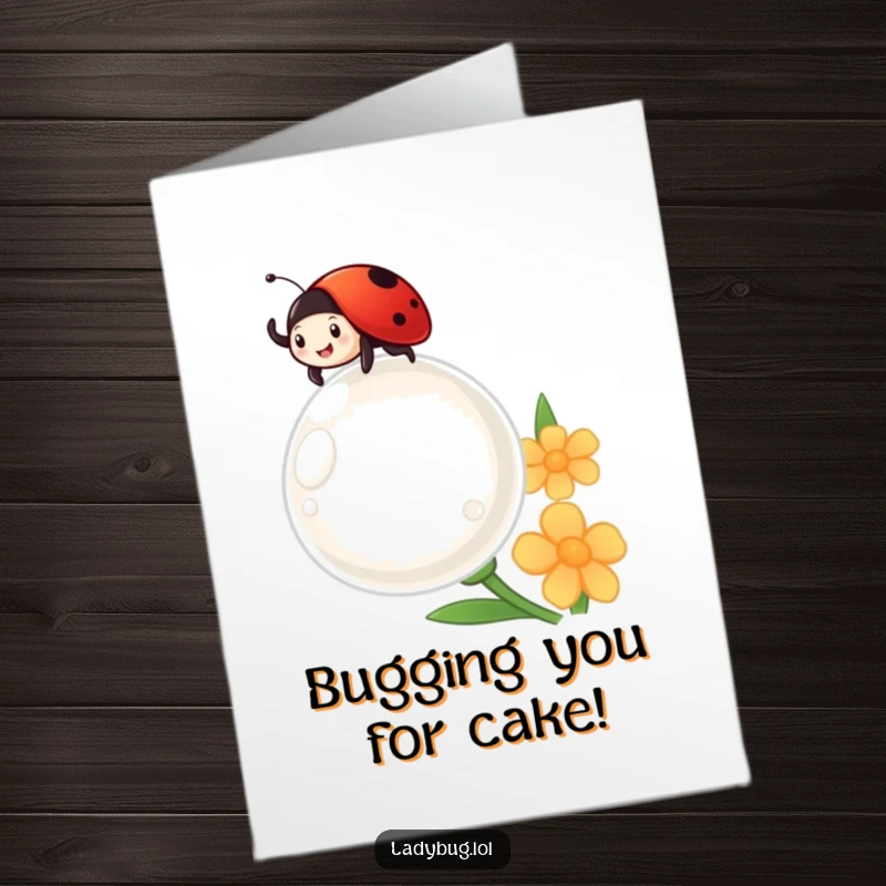 Funny Free Printable Ladybug Birthday Card: Cheerful ladybug waving happily from a giant dewdrop, radiating pure, unadulterated birthday delight.