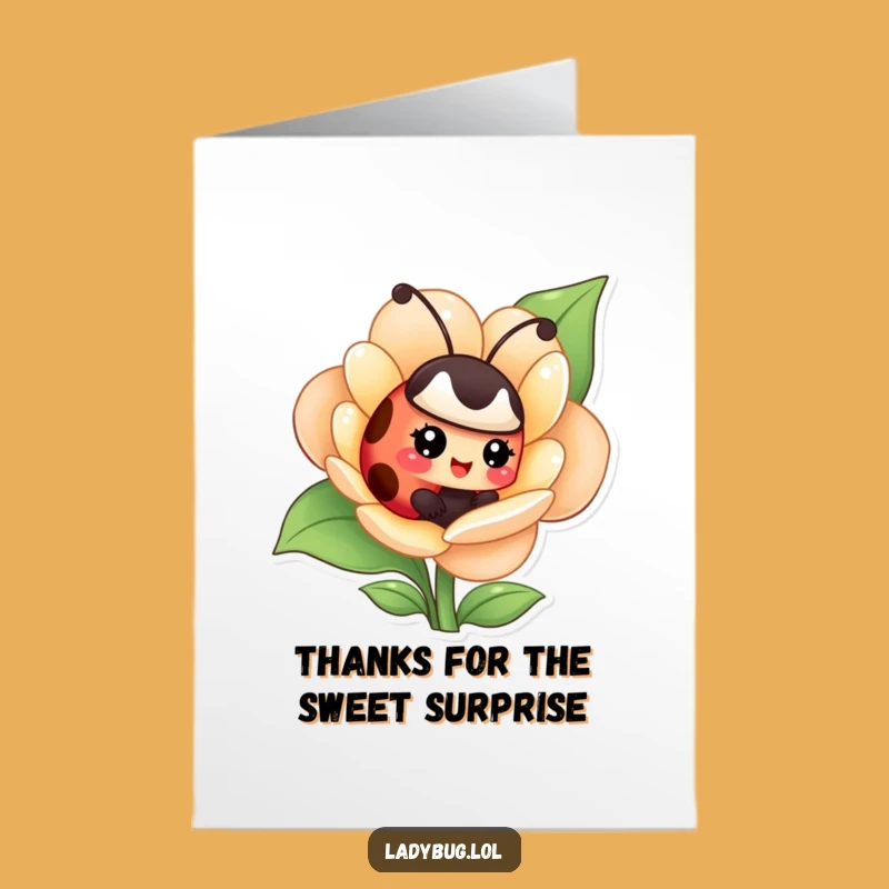 Free Printable Giggling Ladybug Thank You Card: Funny Downloadable Note for Sweet Gestures