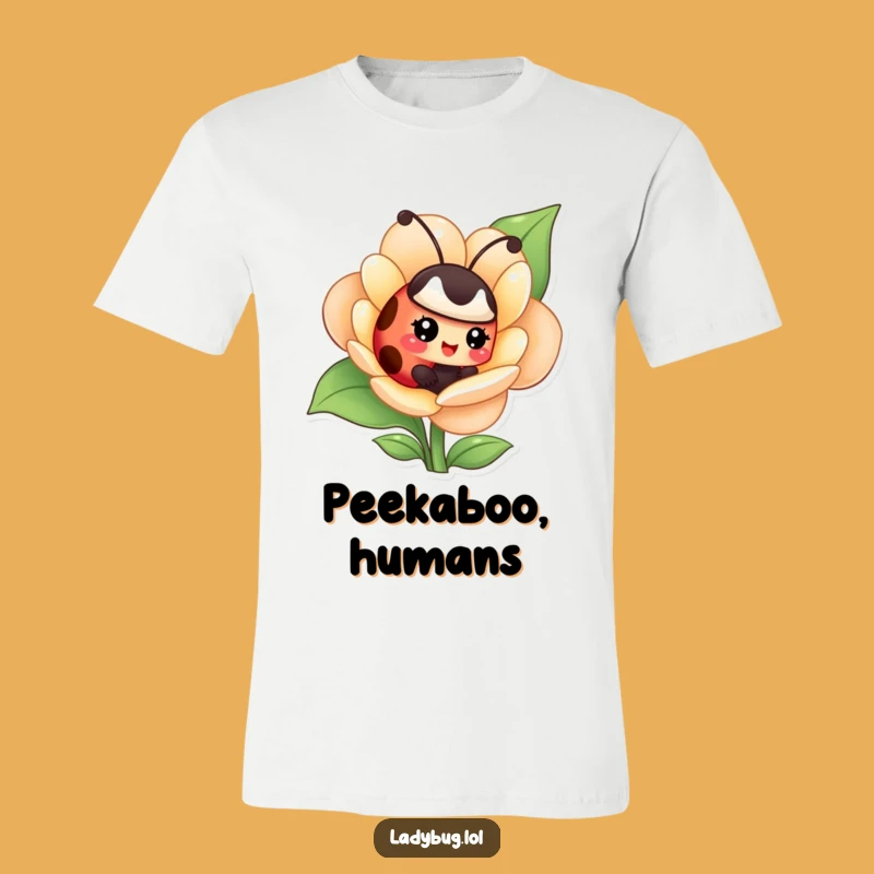 Funny Giggling Ladybug T-Shirt - Flower Fun, Humorous Bug Tee