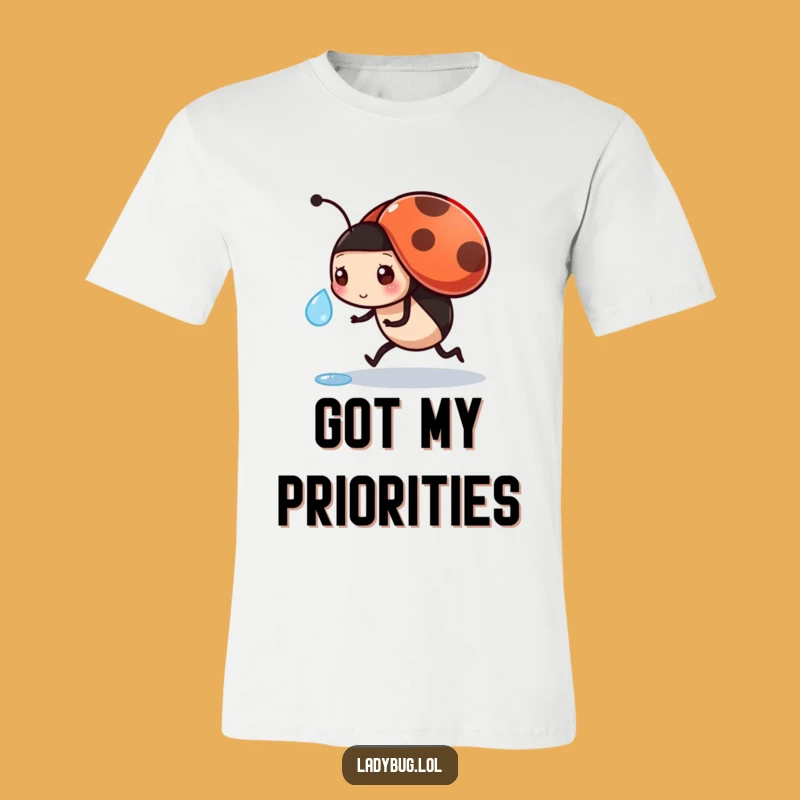 Funny Busy Ladybug T-Shirt - Dewdrop Hauler, Humorous Bug Tee