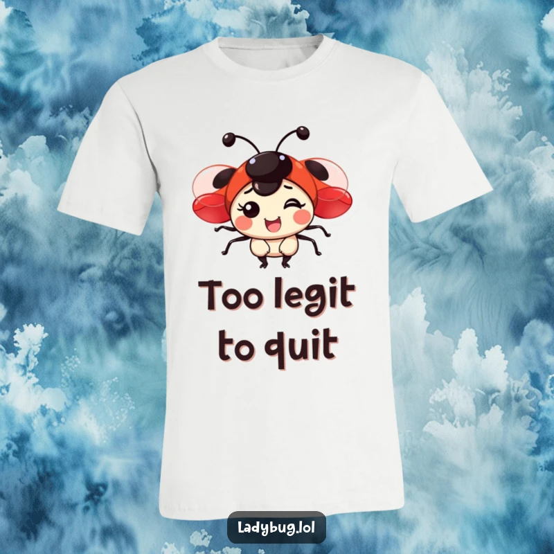 Funny t-shirt featuring a smiling ladybug with gleaming red wings, embodying happiness and lightheartedness.