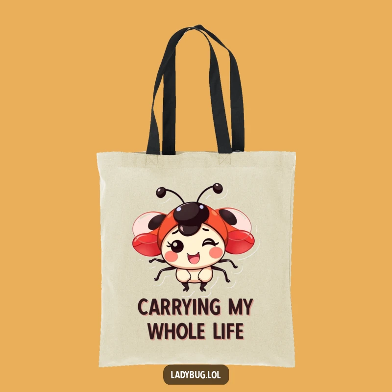 Funny Joyful Ladybug Tote Bag - Stylish Red Winged Insect Carryall