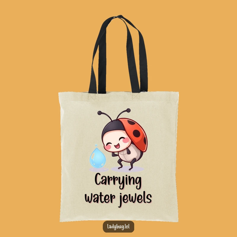 Funny Ladybug Dewdrop Tote Bag - Carry Playful Moments, Practical Funny Gift
